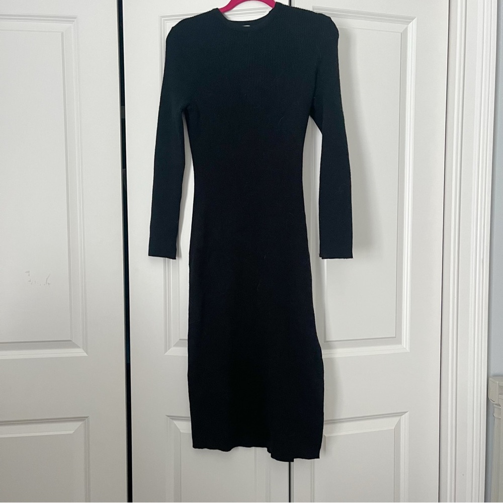 Cotton On Black Ribbed Long-Sleeve Midi Dress